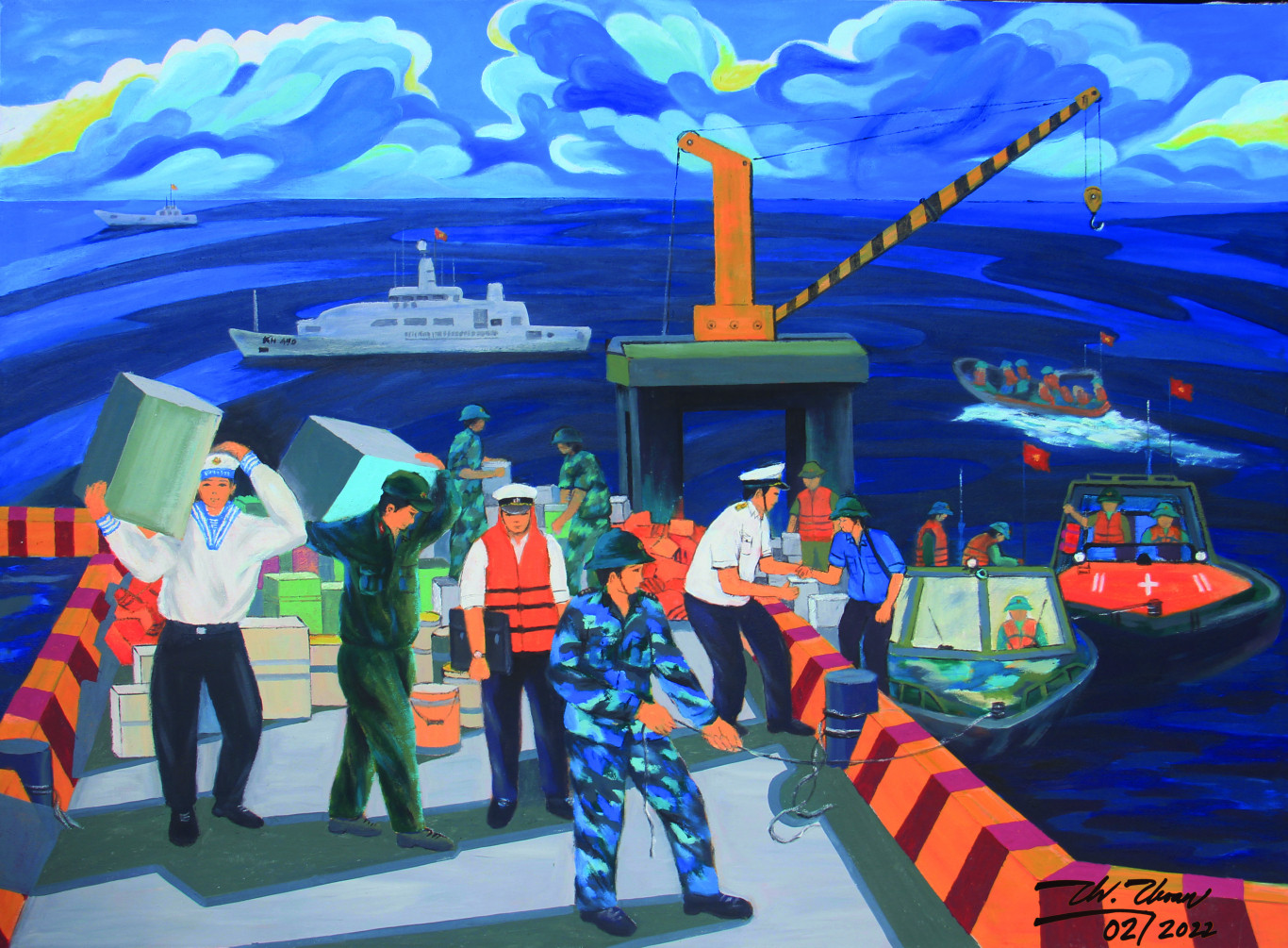 Hàng đến đảo - Tranh: Hồ Thanh Thoan